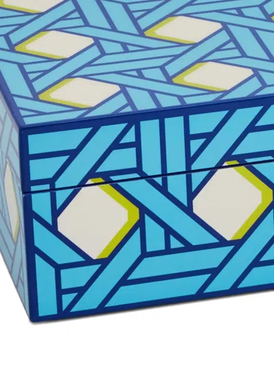 Jonathan Adler Large Basketweave Decorative Box (30cm X 20cm) In Blue
