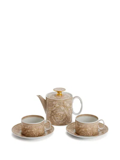 Versace Home Barocco Floral Tea Set (set Of Five) In Brown