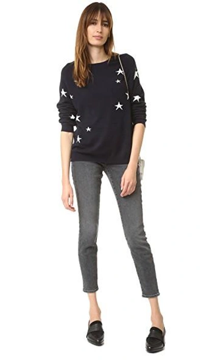 Shop Chinti & Parker Slouchy Star Cashmere Sweater In Navy/cream