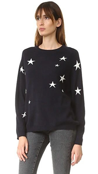 Shop Chinti & Parker Slouchy Star Cashmere Sweater In Navy/cream