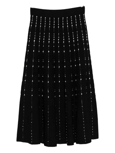 Joseph Fragmented Stripes Knitted Midi Skirt In Black