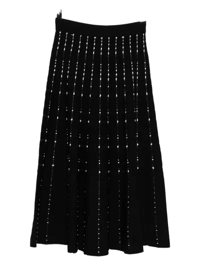 Joseph Fragmented Stripes Knitted Midi Skirt In Black