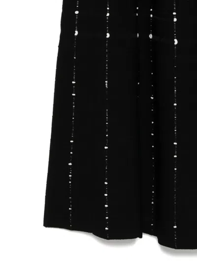 Joseph Fragmented Stripes Knitted Midi Skirt In Black