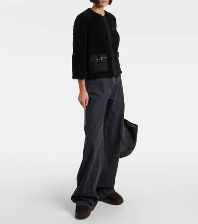 Gucci Nat Gg Shealing-trimmed Suede Snow Boots In Brown