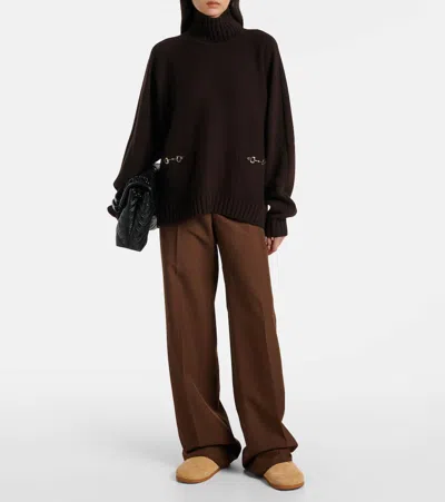 Gucci New Sol Suede Shearling Horsebit Mules In Neutral