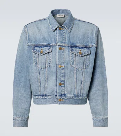 Fear Of God Light Blue Denim Jacket With Button-up Front And Vintage Finish In Blue
