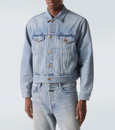 Fear Of God Light Blue Denim Jacket With Button-up Front And Vintage Finish In Blue