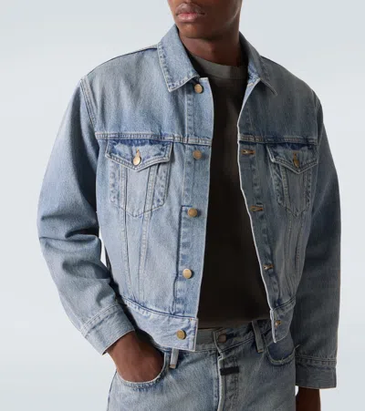 Fear Of God Light Blue Denim Jacket With Button-up Front And Vintage Finish In Blue