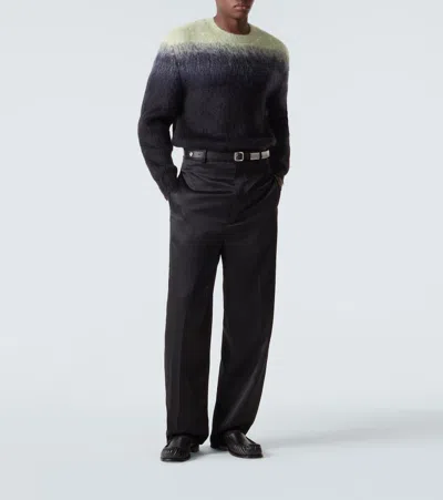 Jil Sander Black Mohair Jacquard Crewneck Sweater In Black