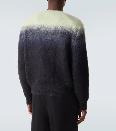 Jil Sander Black Mohair Jacquard Crewneck Sweater In Black