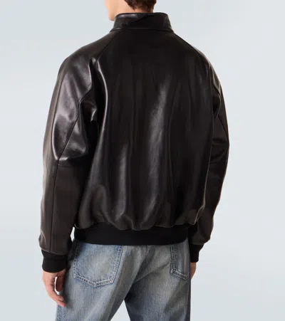 A.presse A. Presse Leather Bomber Jacket In Black