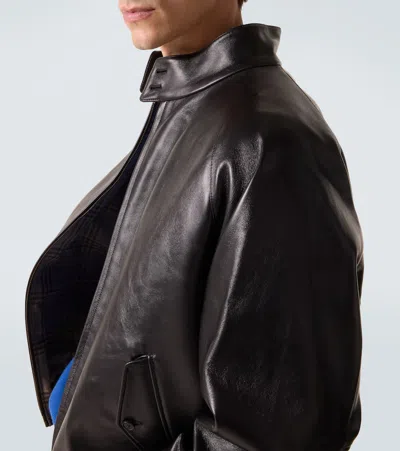 A.presse A. Presse Leather Bomber Jacket In Black