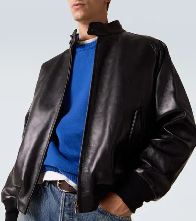 A.presse A. Presse Leather Bomber Jacket In Black