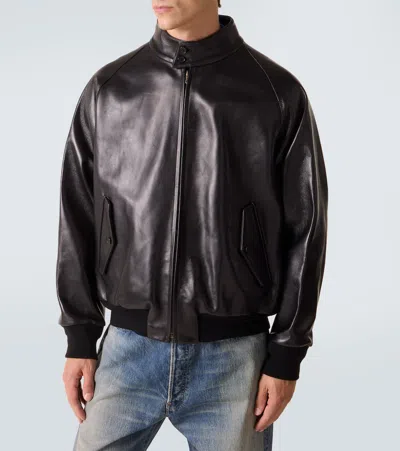 A.presse A. Presse Leather Bomber Jacket In Black
