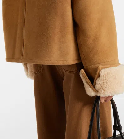 Ami Alexandre Mattiussi Shearling Leather Outerwear Featuring Pockets In Brown