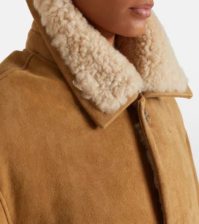Ami Alexandre Mattiussi Shearling Leather Outerwear Featuring Pockets In Brown