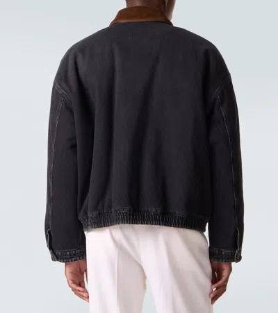 Miu Miu Corduroy-trimmed Denim Blouson Jacket In Black