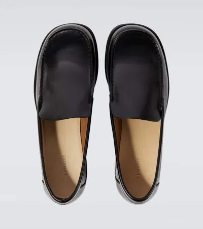 Lemaire Leather Loafers In Black