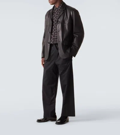 Lemaire Leather Loafers In Black