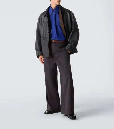 Lemaire Cotton Twill Western Shirt In Blue