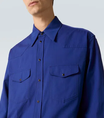 Lemaire Cotton Twill Western Shirt In Blue