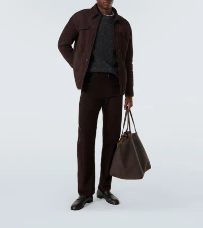 The Row Bento Shearling-lined Suede Jacket In Brown