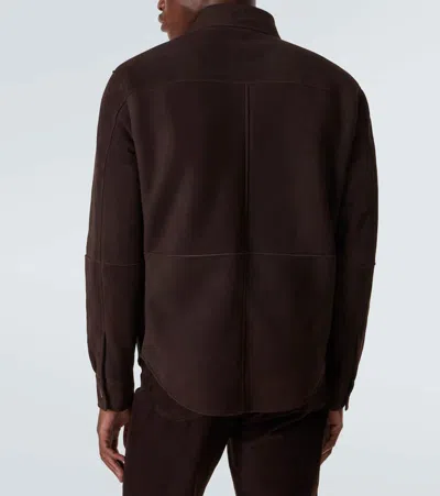 The Row Bento Shearling-lined Suede Jacket In Brown