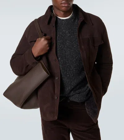 The Row Bento Shearling-lined Suede Jacket In Brown