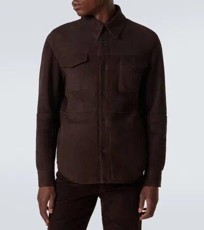 The Row Bento Shearling-lined Suede Jacket In Brown