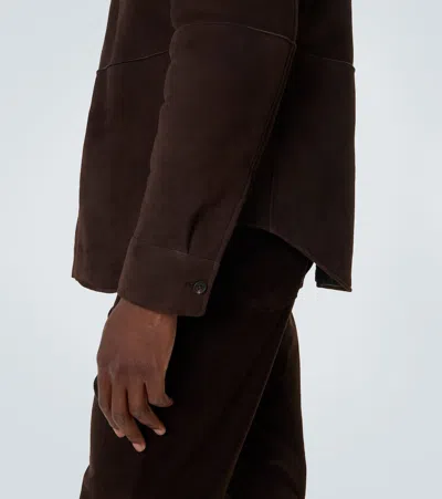 The Row Bento Shearling-lined Suede Jacket In Brown