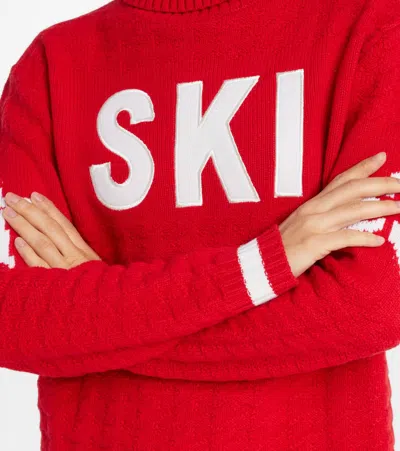 Perfect Moment Glacier Merino Wool Turtleneck Sweater In Red