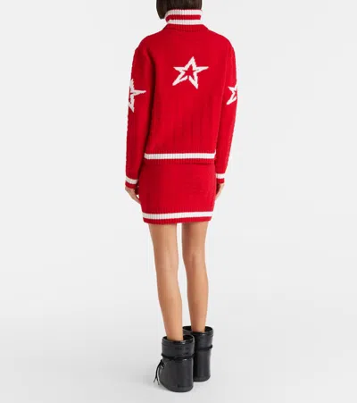 Perfect Moment Glacier Merino Wool Turtleneck Sweater In Red
