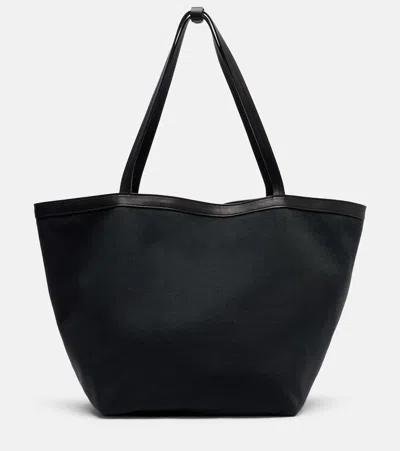 The Row Park Three Stitch Canvas Tote Bag In Black