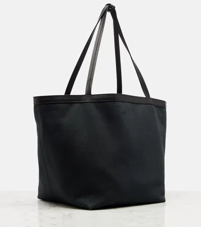 The Row Park Three Stitch Canvas Tote Bag In Black
