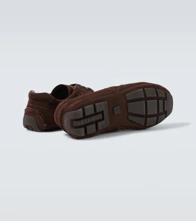 Prada Montecarlo Re-edition 2005 Suede Sneakers In Navy In Brown