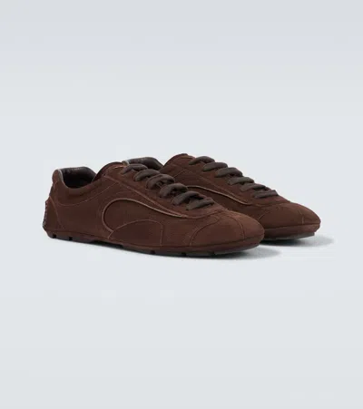 Prada Montecarlo Re-edition 2005 Suede Sneakers In Navy In Brown