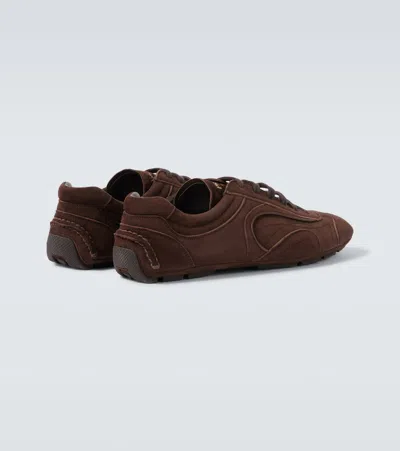 Prada Montecarlo Re-edition 2005 Suede Sneakers In Navy In Brown