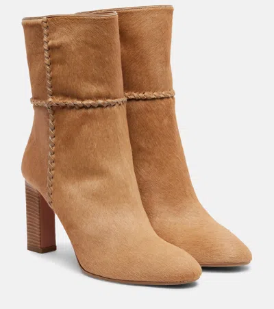 Aquazzura Indy 85 Whipstitched Suede Ankle Boots In Brown