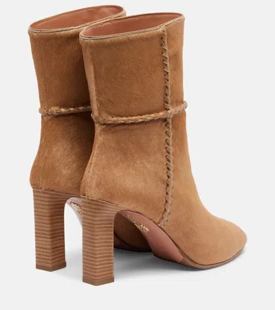 Aquazzura Indy 85 Whipstitched Suede Ankle Boots In Brown