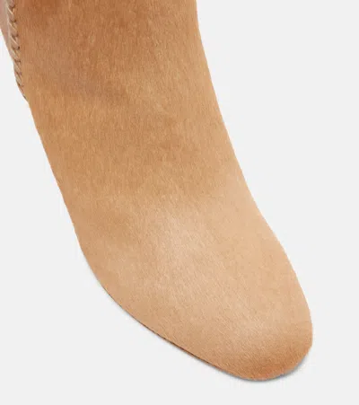 Aquazzura Indy 85 Whipstitched Suede Ankle Boots In Brown