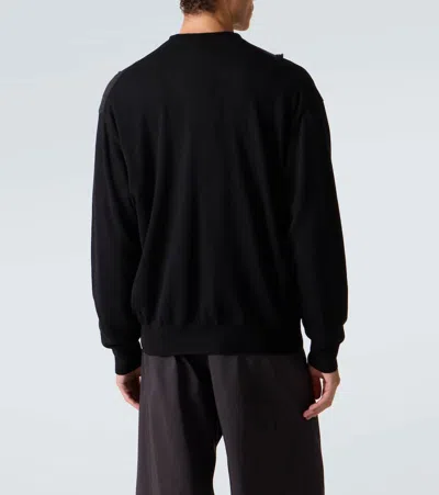 Comme Des Garçons Homme Deux Black Worsted Wool Jersey Patchwork Cardigan In Black