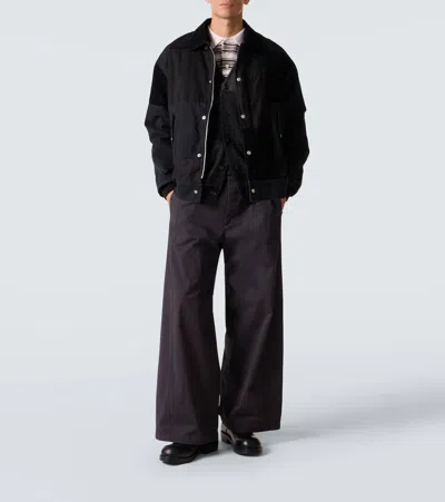 Comme Des Garçons Homme Deux Black Worsted Wool Jersey Patchwork Cardigan In Black