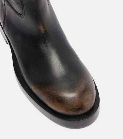 Paris Texas Nappa Leather Flat Ankle Boots With Pull Tab And 20mm Heel In Black