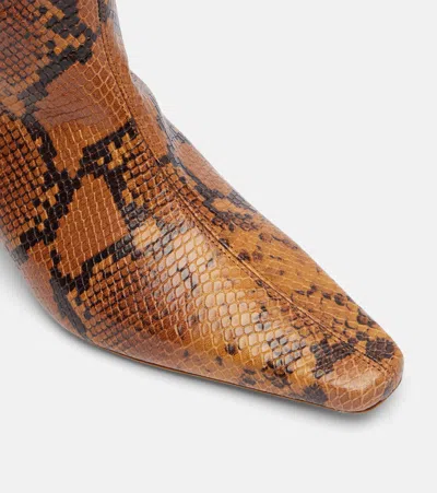 Staud Wally Snake-effect Leather Knee-high Boots In Brown