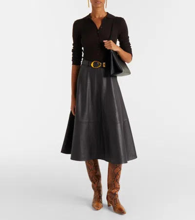 Staud Wally Snake-effect Leather Knee-high Boots In Brown