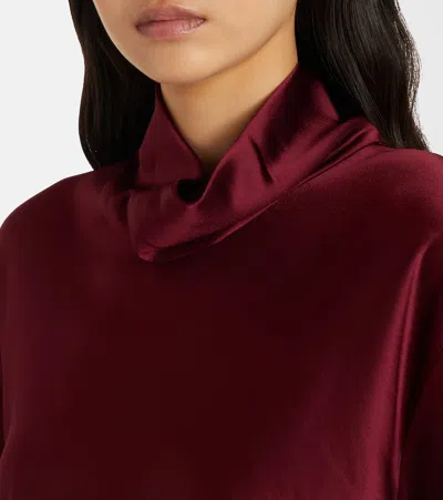 Leset Barb Long Sleeve Cowlneck Top In Burgundy