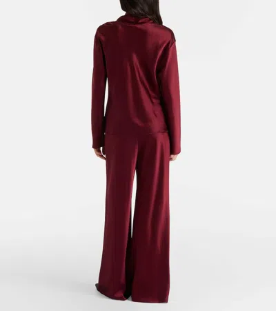 Leset Barb Long Sleeve Cowlneck Top In Burgundy