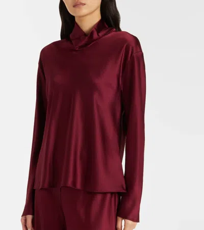 Leset Barb Long Sleeve Cowlneck Top In Burgundy