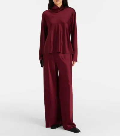 Leset Barb Long Sleeve Cowlneck Top In Burgundy