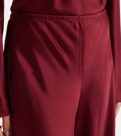 Leset Barb High-rise Satin Straight Pants In Burgundy